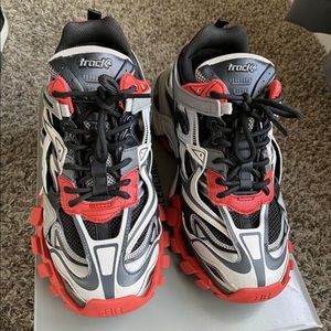 Balenciaga Grey & Red Track.2 Open Sneakers